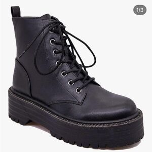 BCBGeneration Black Lace-Up Platform Boots